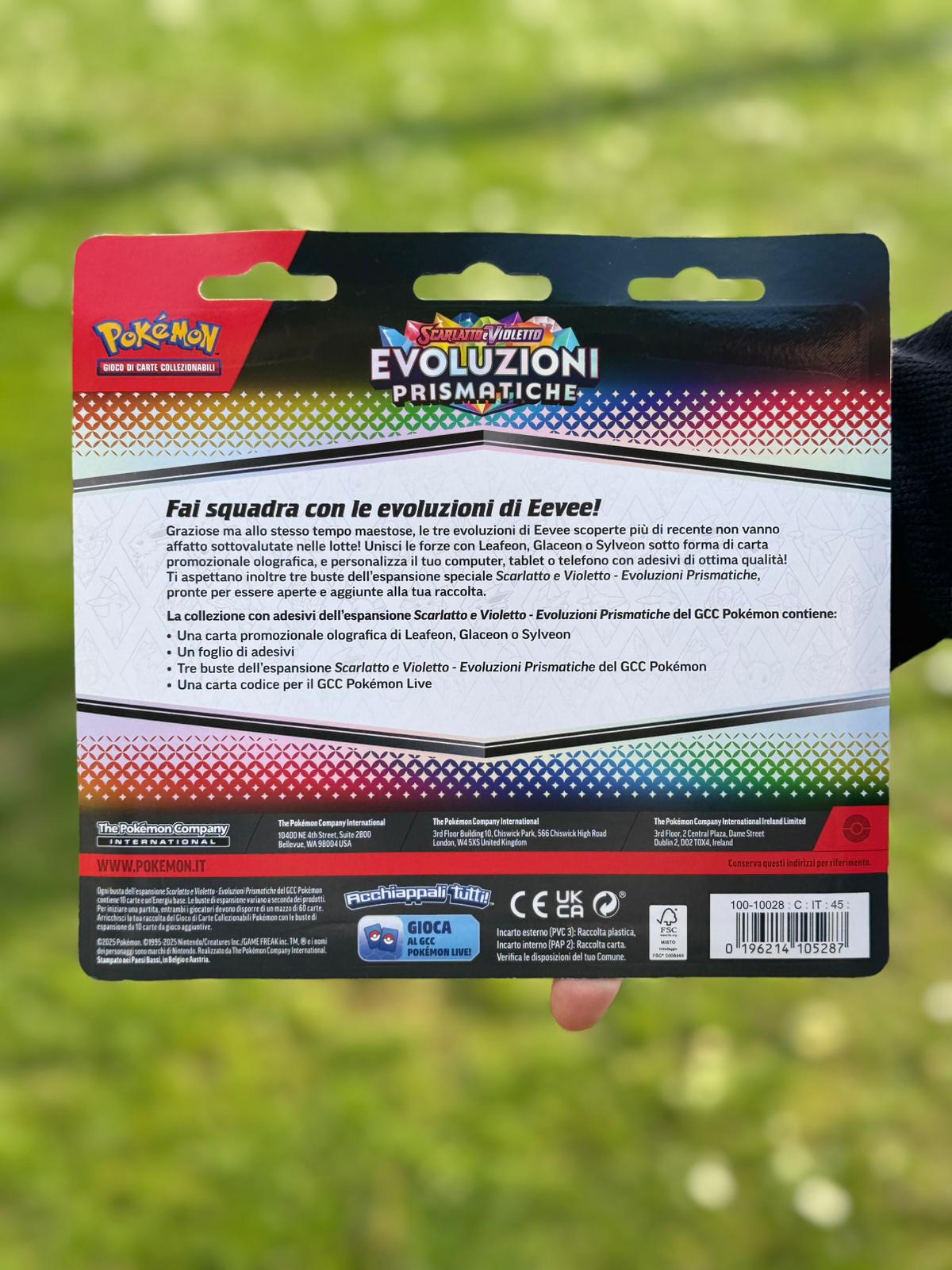 Collezione Evoluzioni Prismatiche con Adesivo Evee, Lefeon e Umbreon (IT)